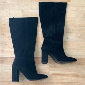 Suede knee high boots